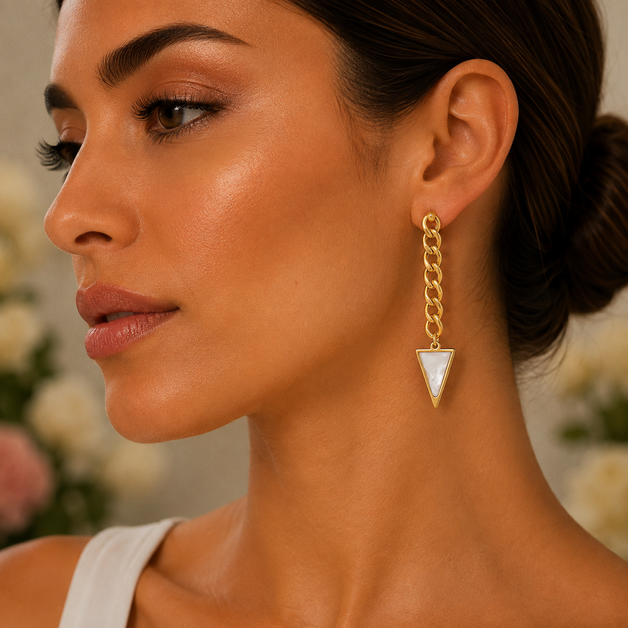 18K Gold Plated Triangle Drop Earrings - Gallery 6