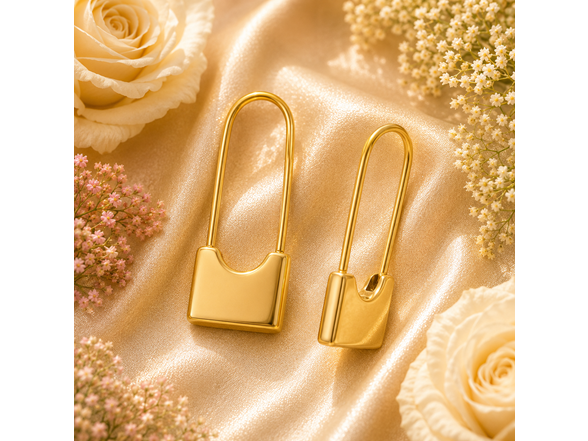 18K Gold Plated Padlock Drop Earrings