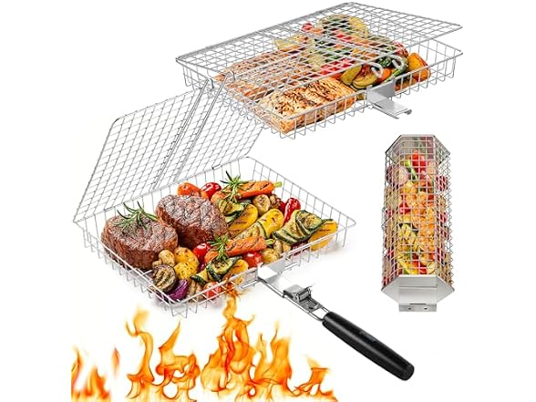 PitInnov 3pc Grill & Fish Basket Set