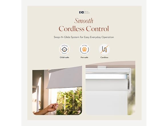 CHICOLOGY Cordless Roller Shades for Windows 67"W x 72"H
