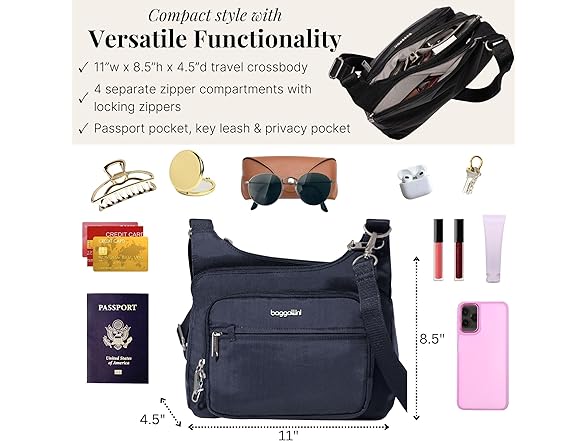 Baggallini Securtex AntiTheft Crossover Crossbody Bag