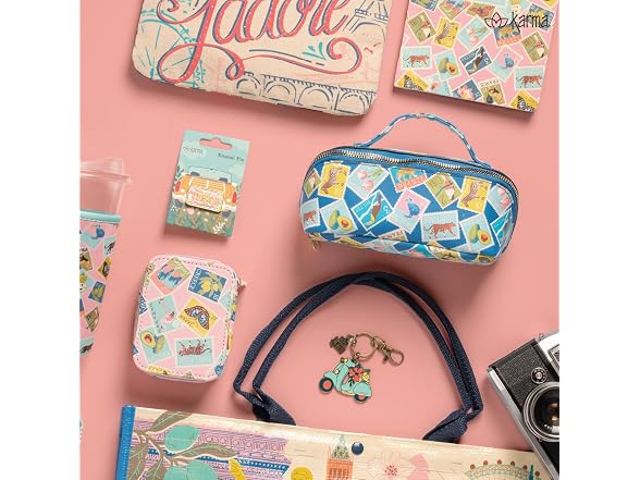 Karma Small Zip Cosmetic Bag Quilt Blocks