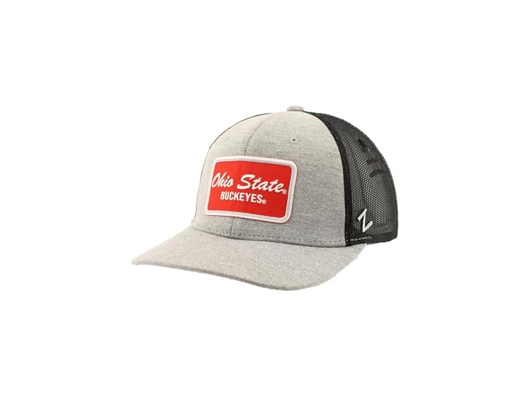 ZHATS Standard NCAA Officially Licensed Trucker Hat Carson Patch Brick Heather, ,Ohio State Buckeyes