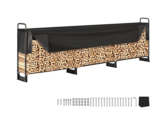 VEVOR Firewood Rack with Waterproof Cover