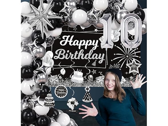 Miidenks 10th Birthday Decorations Set