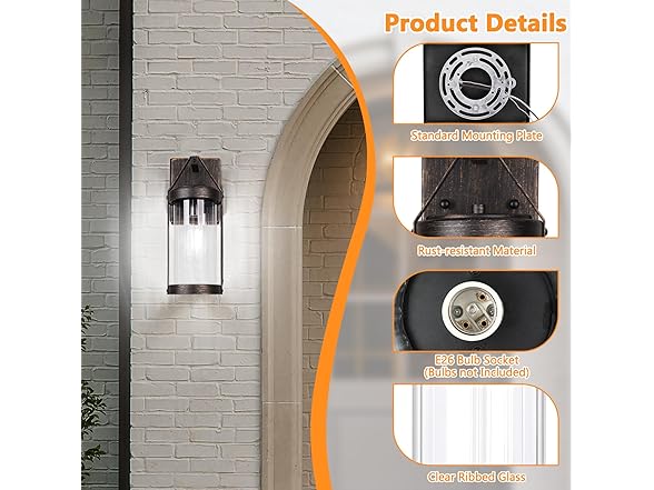 Brightever 2-Pack Outdoor Wall Lights