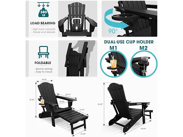 THOEOE Adirondack Chair with Footrest