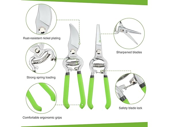 WORKPRO 2-Piece Pruning Shears Black