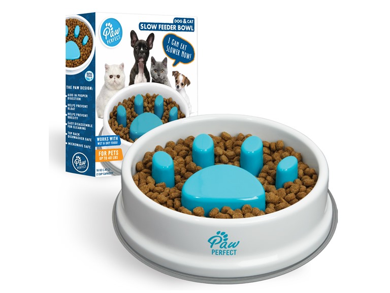 PAW PERFECT NB-8688 1-Pack Multi-PK Slow Feeder 32 oz Pet Bowl 