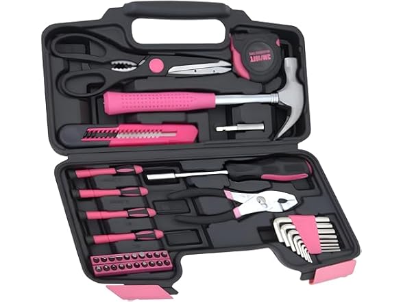 39-Pc Household Tools Kit Pink