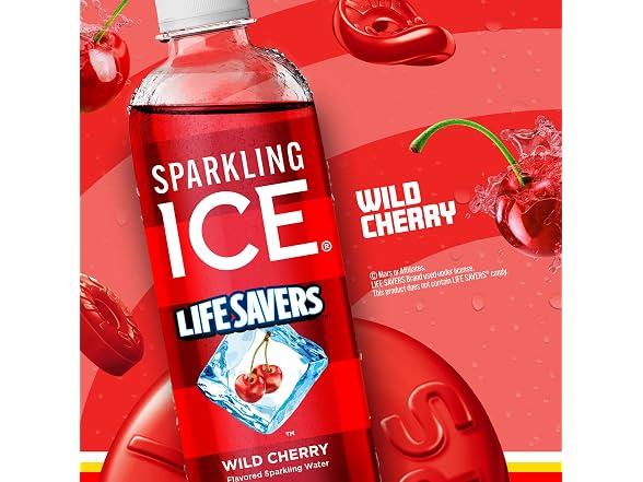 12PK Sparkling Ice LIFESAVERS Wild Cherry, Zero Sugar