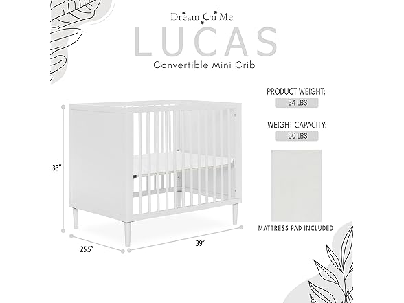 Dream On Me Lucas Mini Modern Crib
