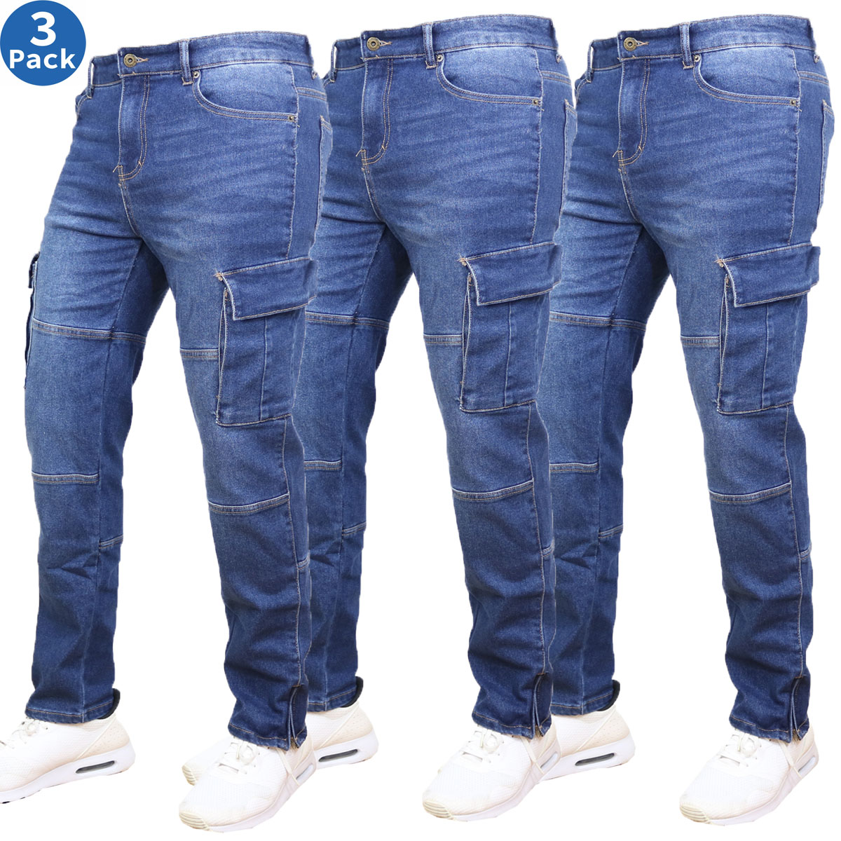 Men's Stretch Cargo Denim Jeans (30-42) - Gallery 40