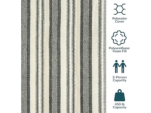 Sunnydaze Outdoor Hammock with Spreader Bar Neutral Stripe