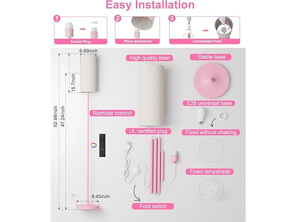 Luckystyle Pink Floor Lamp