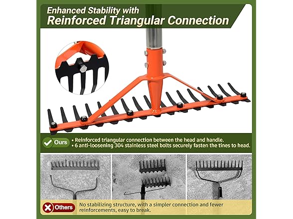 CKLT 17-Tine Garden Rake 62in Handle