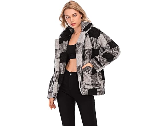 Comeon Women (XL) Coat Casual Lapel Fleece Coats