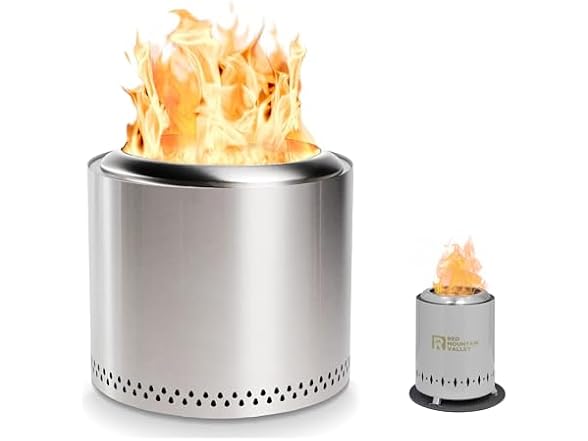 Red Mountain Valley 19'' Portable Wood Burning Smokeless Fire Pit, Silver