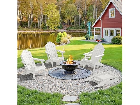 LUE BONA Set of 2 White Adirondack Chairs