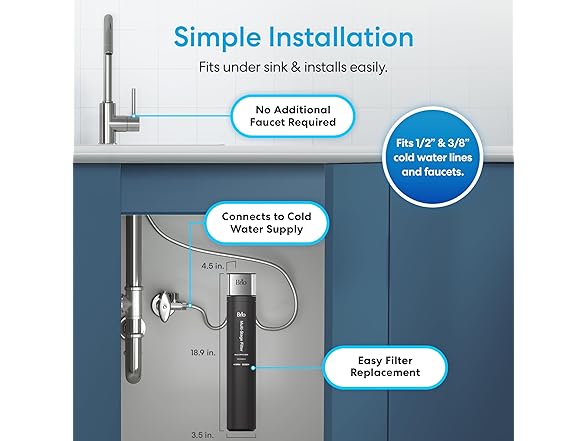 Brio 16" Under Sink Water Filter System for Faucet