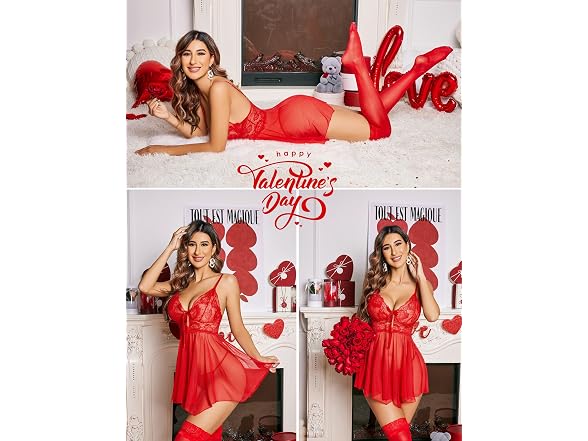 Avidlove (XS) Lace Lingerie V Neck Sexy Nightgown