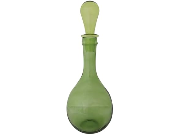 Creative Co-Op 3-Quart Round Glass Decanter with Stopper, Green