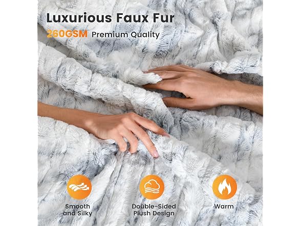 WOOMER Marble Blue Heated Blanket Full Size 77" x 84"