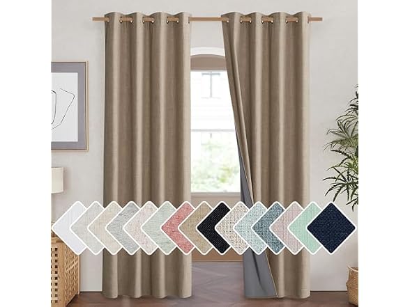 NICETOWN 100% Blackout Linen Curtains