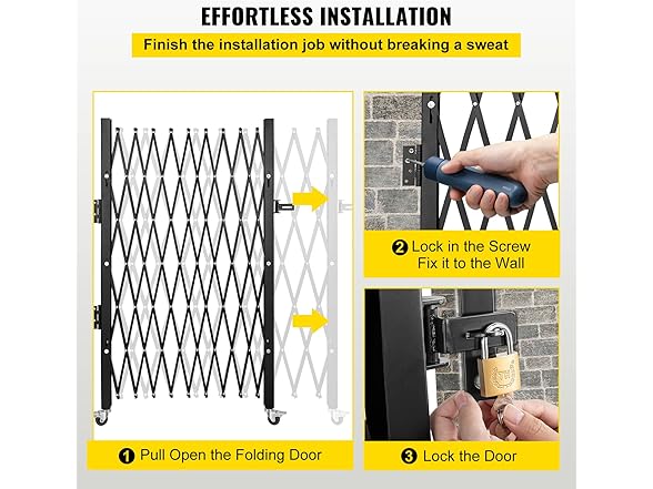 VEVOR Single Folding Security Gate, 7 ft H x 7 ft W