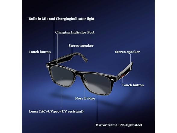 Blackview 5.3 Bluetooth Smart Sunglasses with Open Ear Speaker