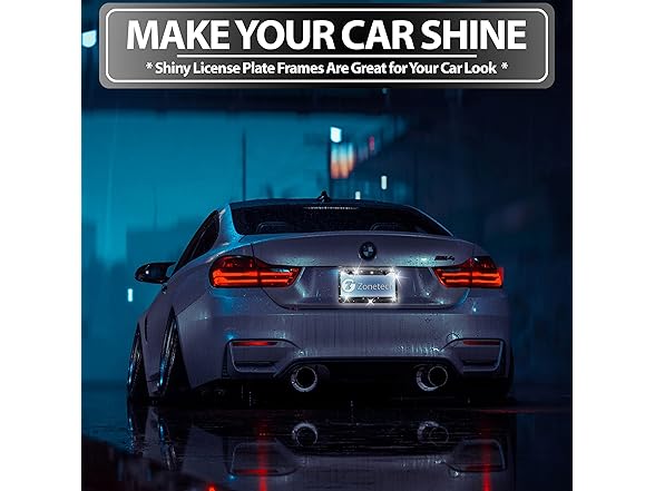 Zone Tech GA0071 Shiny Bling License Plate Frame 2 pk bling