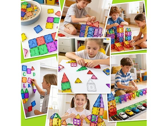 Coodoo Magnetic Tiles Kids STEM Magnet Toy 40PCS