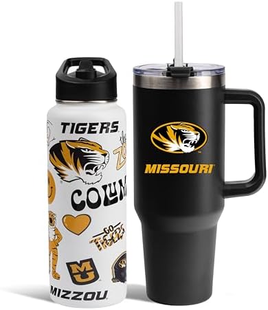 Memory Company NCAA Water Bottle and Tumbler with Straw Set