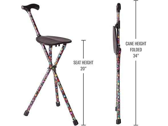 Switch Sticks Folding Cane with Seat 34in Bubbles