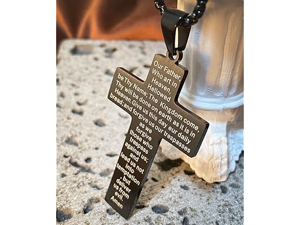 Stainless Steel US Flag Cross Necklace