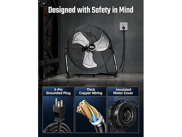 Simple Deluxe 12" Industrial Floor Fan