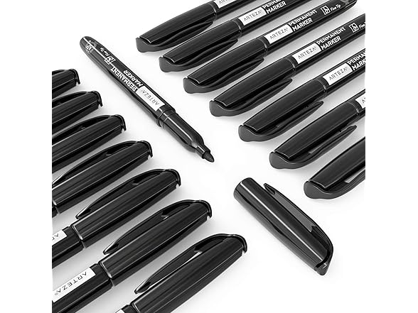 ARTEZA Permanent Markers Black, Bulk Set of 60