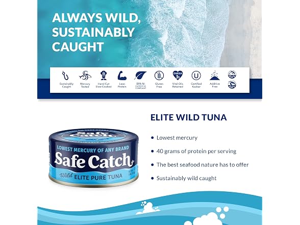 12PK Safe Catch Canned Wild Tuna Fish, 5 oz.