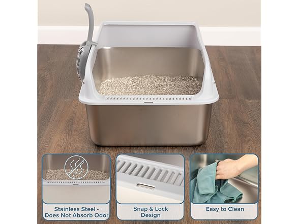 Stainless Steel Cat Litter Box with Lid - Large Litter Box - Gallery 2