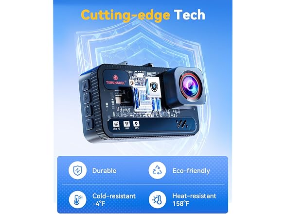 TERUNSOUL 4K+4K Dash Cam 128GB WiFi6