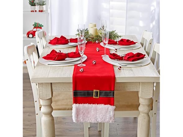 DII Christmas Table Runner, 14x72, Red Santa Claus