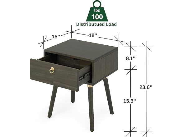 Bme Caden Solid Wood Nightstand