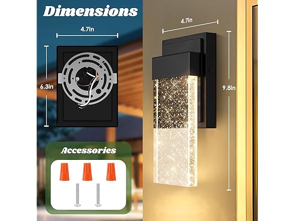 BesLowe Outdoor Wall Light Fixtures with Crystal Bubble Glass