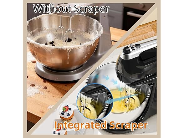 Stand Mixer Electric Kitchen Mixer, 4.8 QT Auto-Rotating Bowl & Beater Tilt-Head 2-IN-1 Standing Hand Mixer, 250 Watt 5-Speed with Turbo Boost Household Mixer with Beaters & Dough Hooks for Baking (Open Box)