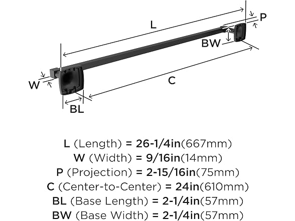 Amerock Stature 24" Matte Black Towel Bar