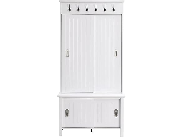SPOFLYINN Modern Hall Tree with Sliding Doors