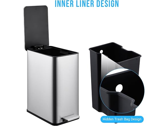 OUTLANE 2.64 Gallon Stainless Steel Kitchen Trash Can