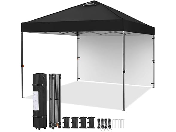 Yaheetech 10x10 Pop-Up Canopy Tent, Black, 1 Side