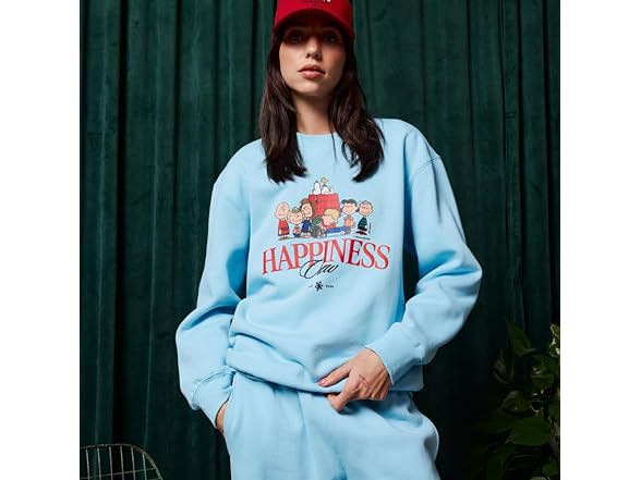 Samii Ryan Women Peanuts Happiness Crew Crewneck