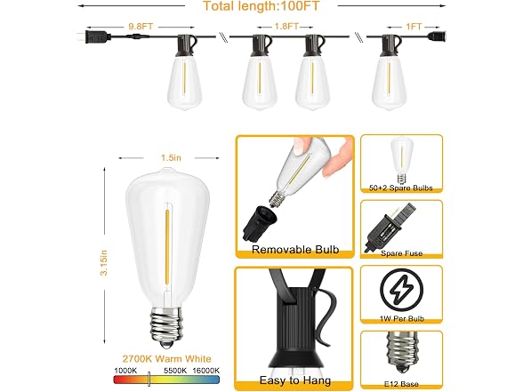Svater Outdoor LED String Lights